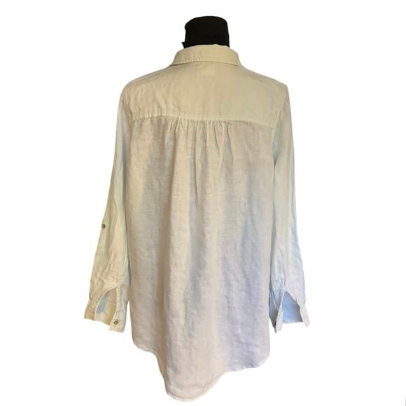 Sigrid Olsen Pale Green Linen Roll Tab Sleeve Tunic Size M - Picture 3 of 7